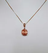 Brilliant Peach Oregon Sunstone Necklace set in 10K Rose Gold
