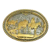 Attitude Two Tone Pack Horses Buckle