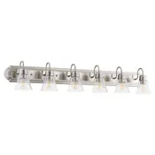 Quorum Six Light Vanity in Satin Nickel|Clear Seeded from the Campbell collection - 5094-6-265