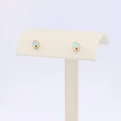 Australian Opal Stud Earrings, 0.36cttw Half-Bezel Set in 14K Yellow Gold