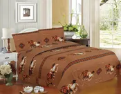 #0376-1832: 4PC King Size Tan Running Horse Sheet Set