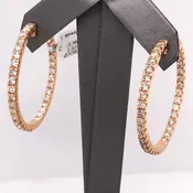 10k Rose Gold 6.00 CT Diamond Inside Out Hoop Earrings, 13.5g, 1.5