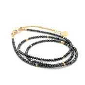 14k Black Diamond Beads Adjustable Necklace 12.1-15.2 tcw