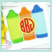 3 Crayons with Circle Zigzag Applique