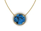 Alicia Oval Cut Swiss Blue Topaz & Halo Pendant