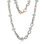 Aquamarine Gemstone Mixed Metal Necklace