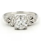 Vintage 14 Karat Gold Engagement Ring With 0.56 Carat Round Brilliant Cut Diamond EGL – E SI1