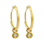 .04 CARAT CERTFIED LAB GROWN DIAMONDS STERLING SILVER GOLD PLATED 15 MM EARRINGS HOOPS