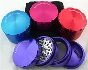 American Brand Metal Tobacco Grinder - 4 Part - 2 1/2" - Black Ball Corp. Counter Culture Wholesaler