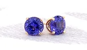 14K Tanavyte Sapphire Round 4 Prong Stud Earrings