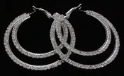 2853 double-row crystal rhinestone hoop earrings jewelry for bodybuilding competition bikini competition and figure competition