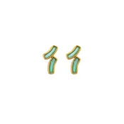Arc Double Post Earrings - Teal
