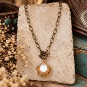Addison Faceted Glass Pendant Toggle Necklace
