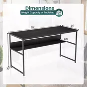 Bureau informatique 55x24 avec prises de courant, ports USB et étagère de rangement