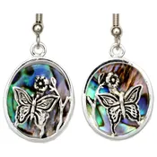 Abalone Shell Silver-Plated Butterfly Earrings