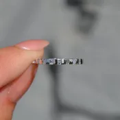 Alternating Baguette and Polished Station Diamond White Gold Band