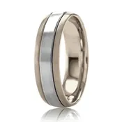 Platinum Inlay Band with 18K White Gold Rails and Lining - 6mm