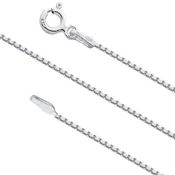 16 inch long 1 mm wide nickel-free sterling silver box chain