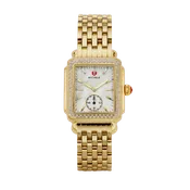 Michele Deco Mid 18K Gold Diamond Watch