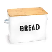 10" Tall Metal Bread Box Storage Container w/Bamboo Wooden Lid, White (Used)