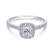 14k White Gold Princess Cut Halo Petunia Engagement Ring
