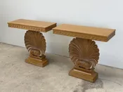 Pair of Shell Console Tables by Edward Wormley for Dunbar — sputnik modern