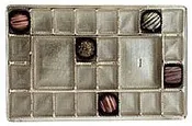 10-7/8 x 7-1/16 x 15/16 (1-1/2 lb.) Rectangular Candy Tray Gold 26 Cavities 500/Case