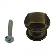 Antique Style Cabinet Knob Solid Brass 1" Dia Drawer Knob