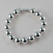 14 mm. Sterling Bead Bracelet