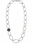 MARILYN'S 20" MATINEE LONG GUN METAL TOPAZ NECKLACE