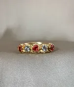 14ky stacker with Padaparasha sapphires and diamonds (size 7)