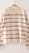 4 Button Mixed Stripe Sweater