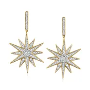 1.00 ct. t.w. Diamond Starburst Drop Earrings in 18kt Gold Over Sterling