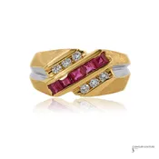 14KT Two-Tone Gold Channel-Set Ruby and Diamond Statement Ring