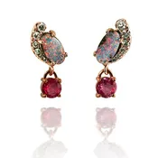 Boulder Opal and Pink Sapphire Earrings