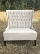 Beige High-back Settee — The Attic