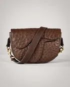 Chocolate Ostrich Windsor Saddle Bag