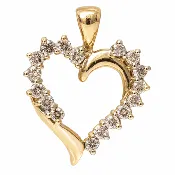 10K Yellow Gold Diamond Open Heart Pendant – 2.1G