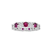 1.40 Carat Ruby And 1.00 Carat Round Cut Diamond 18kt Eternity Band