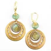 1970's Brass Filagree and Turquoise Earrings