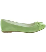 Lime color leather flats for females