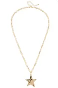 Avery Hammered Star Necklace in Shiny Gold