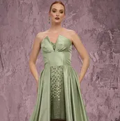 MNM Couture Q2024 – Strapless High Low Dress with Beaded Overskirt