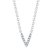 0.03CT 14K W/G DIAMOND NECKLACE - INITIAL V