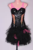 Black Leather Corset with Black/Pink Tulle Skirt