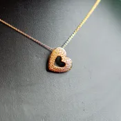 14kt Yellow Gold Diamond Heart Pendant with 18” Chain