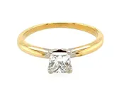 14K Gold Yellow Solitaire Princess Diamond Engagement Ring - 0.5 CTW Diamond