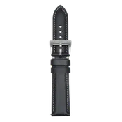 20mm Leather Watch Strap - Stitched Black