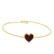 10 Karat Yellow Gold Bangle Bracelet With Crushed Rubies