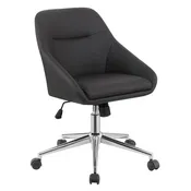 26 Inch Rolling Office Chair with Foam Filled Pintuck Seat and Black Vegan Leather